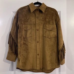 Zara Suede Fringe Overshirt